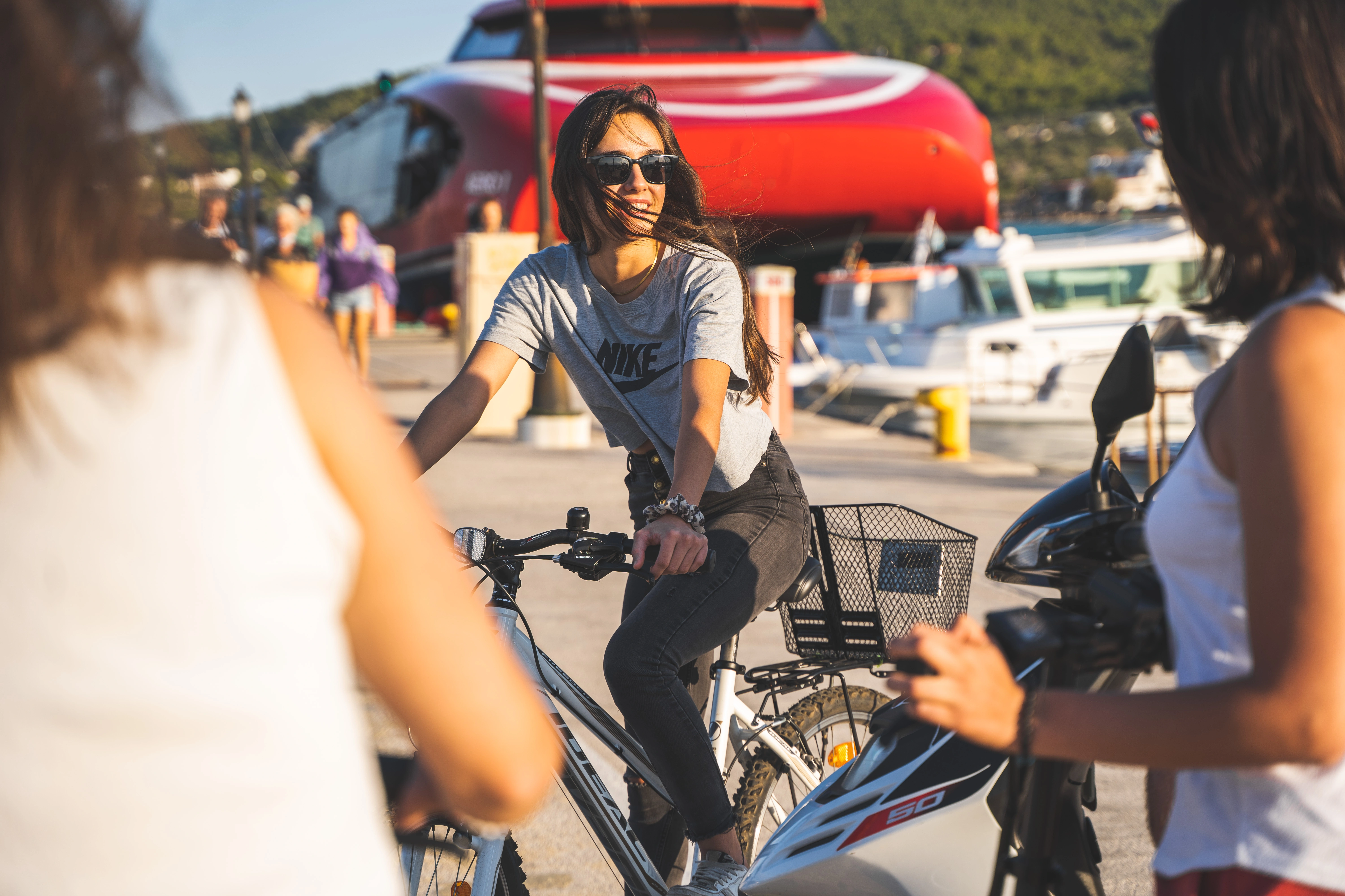 A group of happy customers at Megalochori harbour